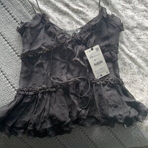 Zara mesh ruffle top